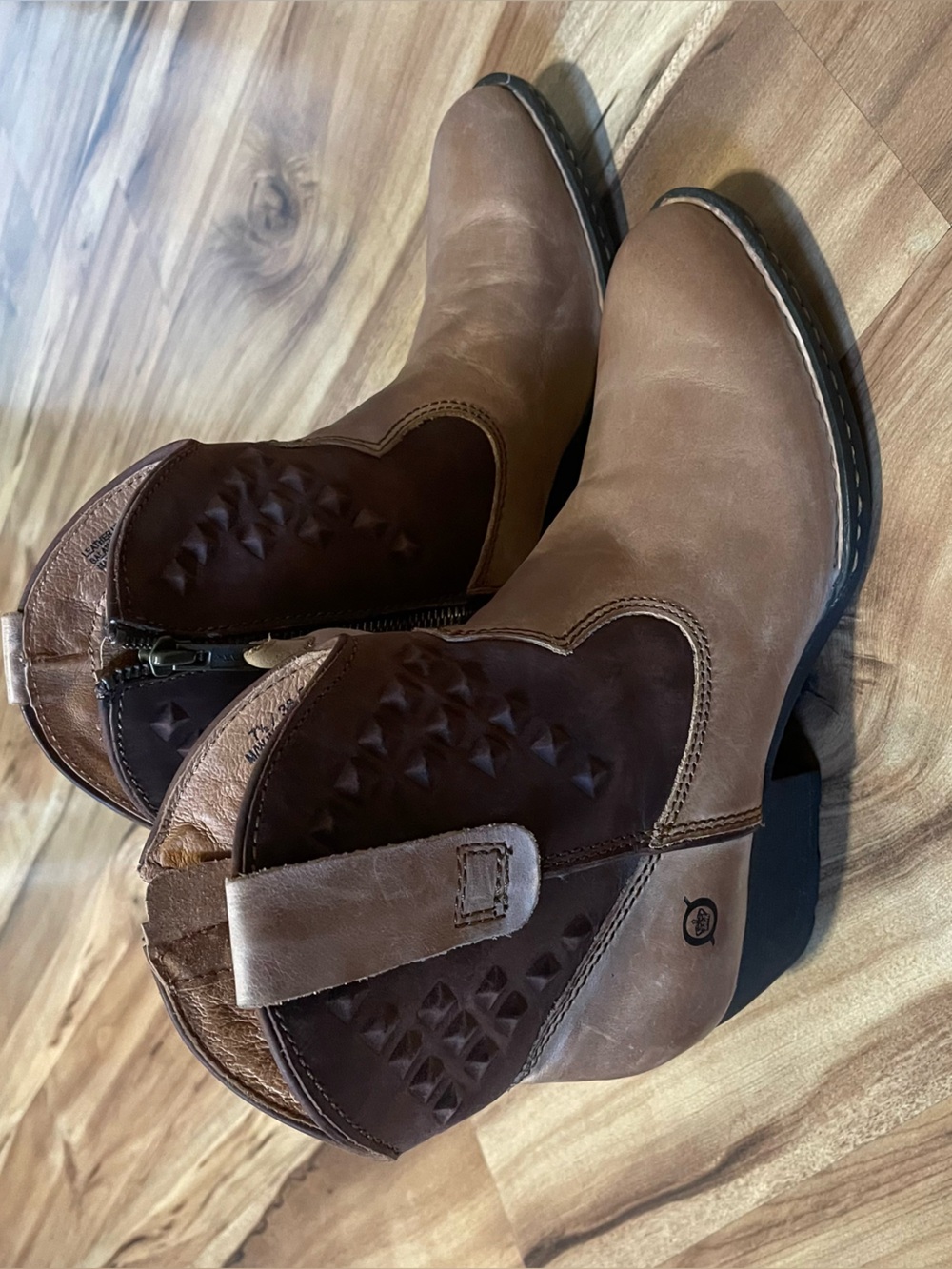 Born Western Leather Booties - Two-Tone Brown/Tan Ankle Boots Sz 7.5